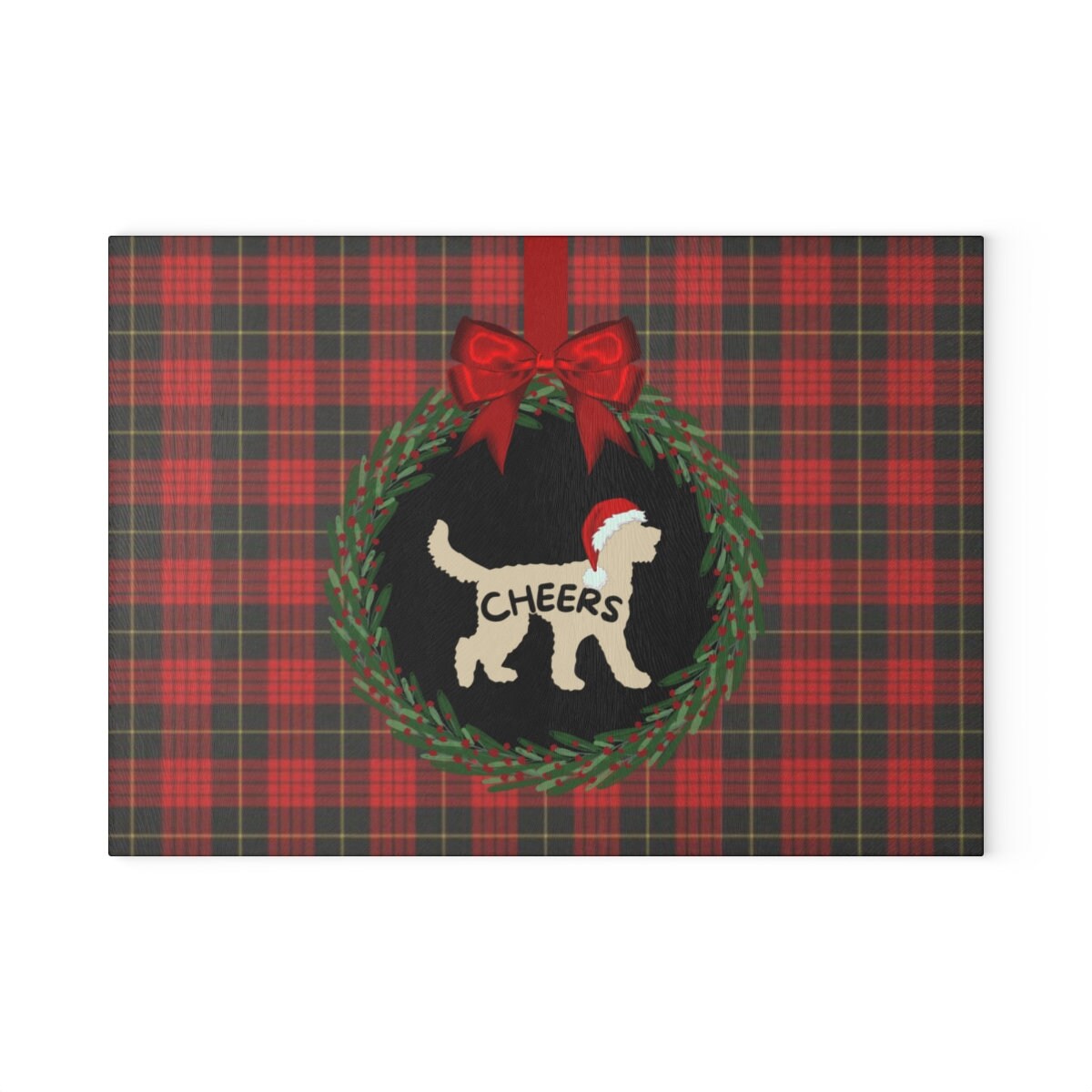 Doodle Dog Silhouette Christmas Glass Cutting Board - Perfect Doodle Mom or Dad Holiday Entertaining Gift, Available in 2 Sizes