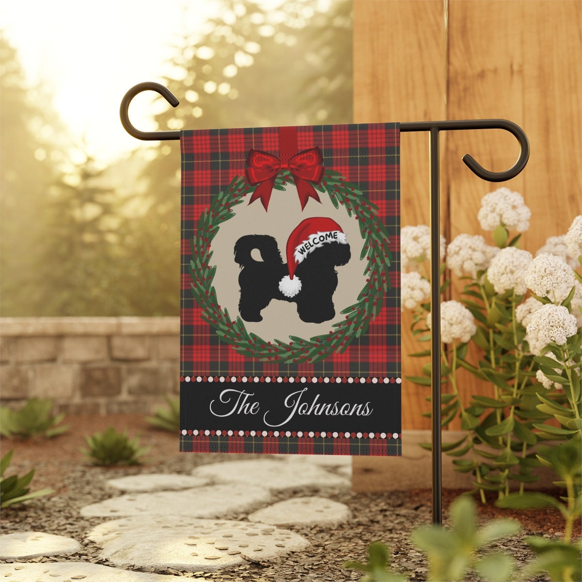 Personalized Shih Tzu - Shih Poo Christmas Yard Flag, Holiday Gift Idea forShih Tzu, Shih Poo Lover, Garden 12.5"x18" Stand Not In