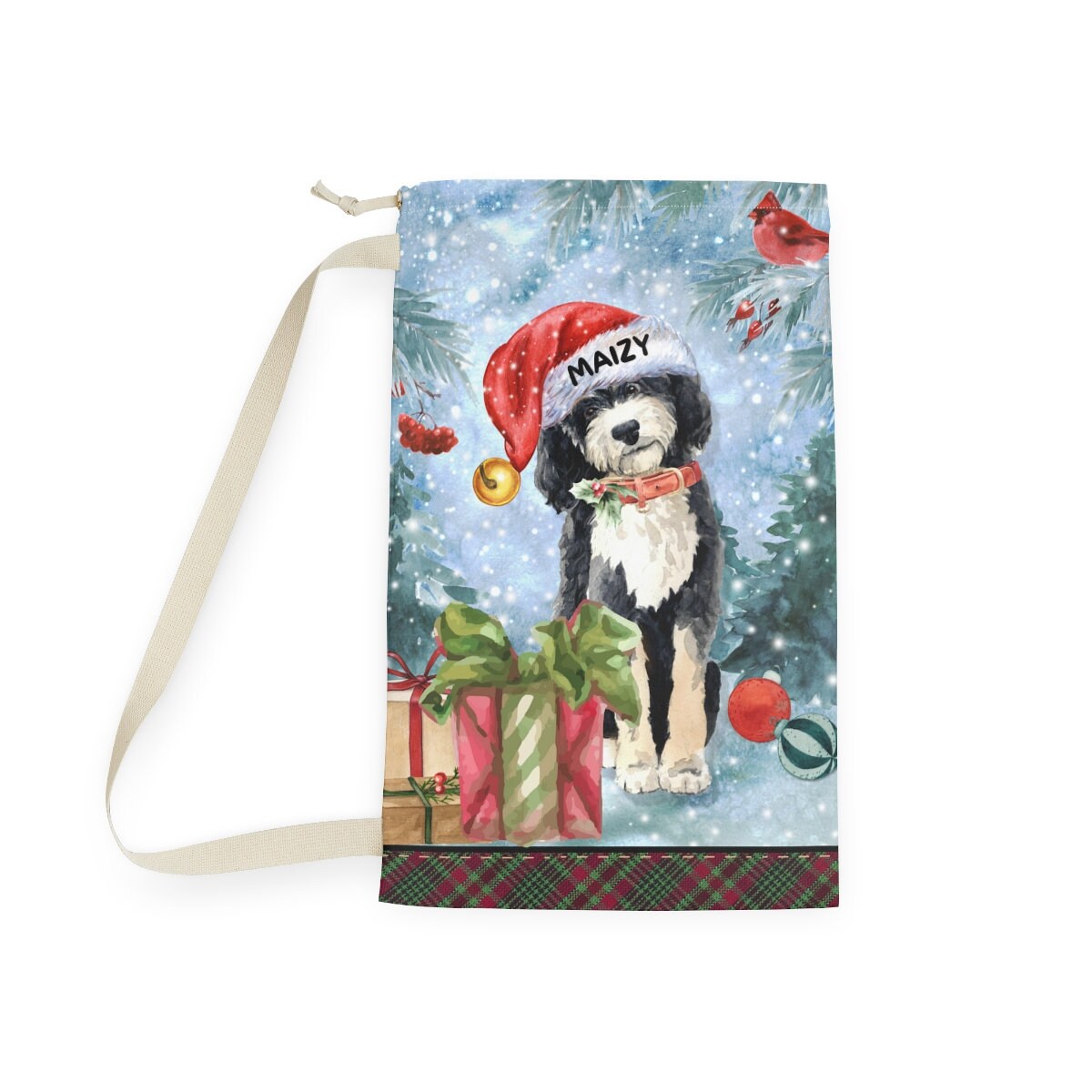 Personalized Bernedoodle Christmas Bag Present - Doodle Dog Santa Claus Gift Sack Bag, Doodle Dog Mom Gift, Bernedoodle Bag