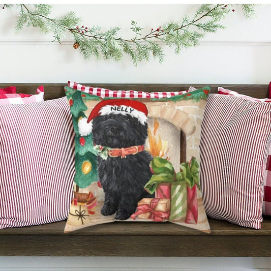 Black Doodle Dog Christmas Pillow - Goldendoodle, Labradoodle, Doodle Mom or Dad Gift, Personalized Doodle Dog Holiday Gift