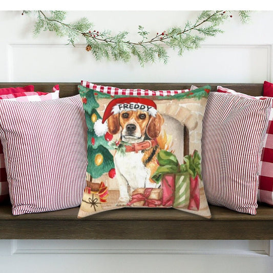 Beagle Christmas Pillow - Beagle Lover Mom and Dad Gift, Personalized  Beagle Holiday Gift