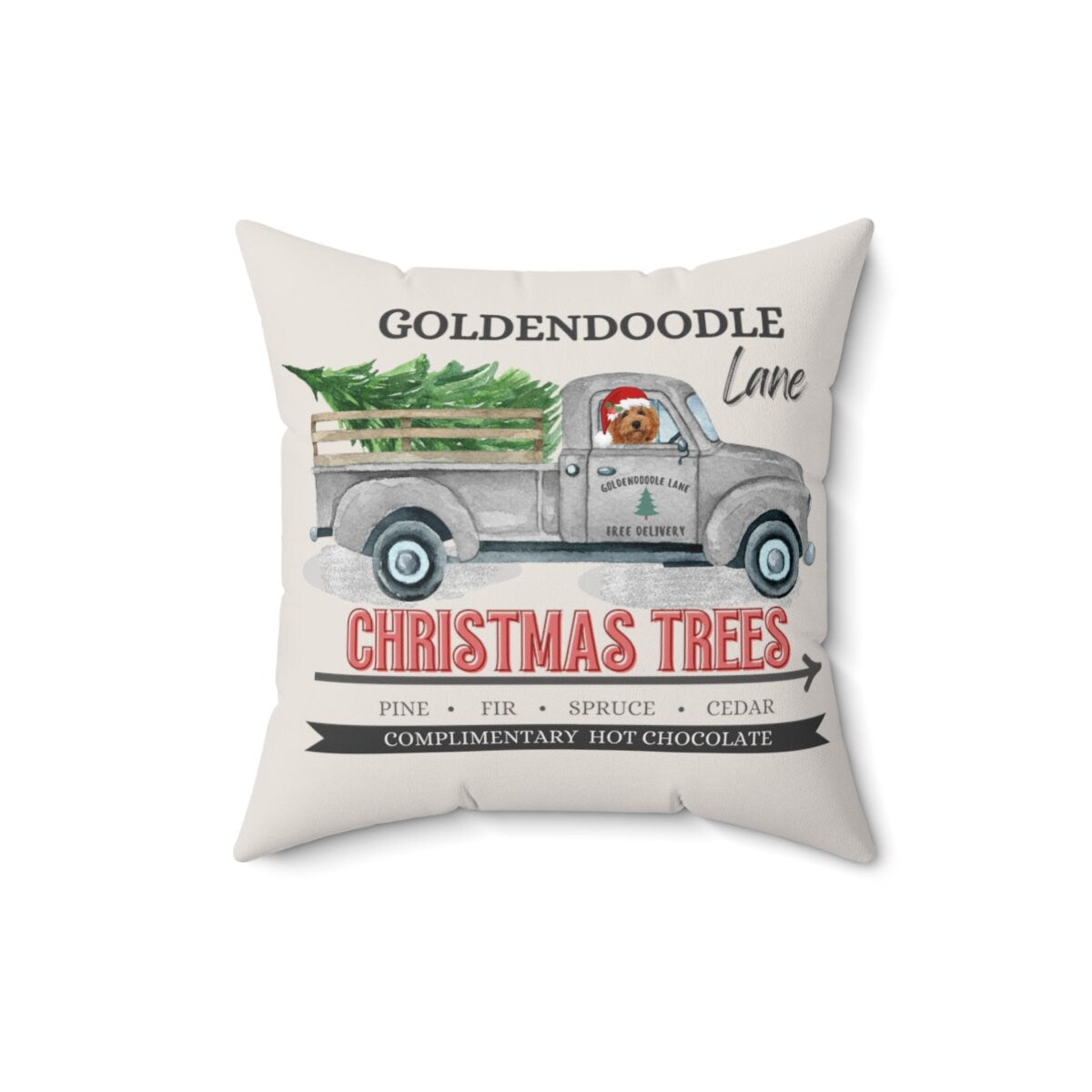 Red Goldendoodle Christmas Gift Pillow - Apricot, Red Goldendoodle Mom and Dad Gift, 16" X 16" Both Cover and Stuffing Included