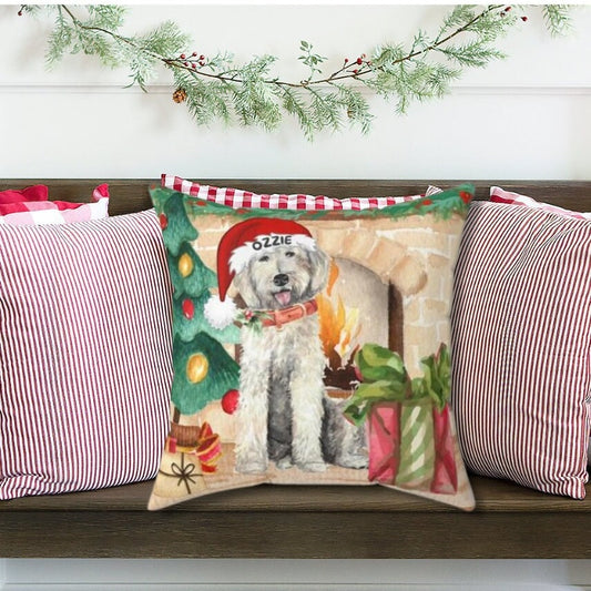 Labradoodle - Goldendoodle, Doodle Christmas Pillow, Doodle Mom or Dad Gift, Personalized Doodle Dog Holiday Gift