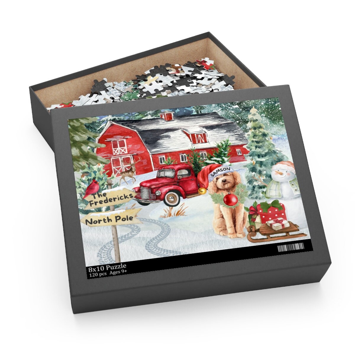 Personalized Goldendoodle - Labradoodle, Doodle Dog Christmas Puzzle, Doodle Mom or Dad Gift, (120, 252, 500-Piece) Gift Box Inclu