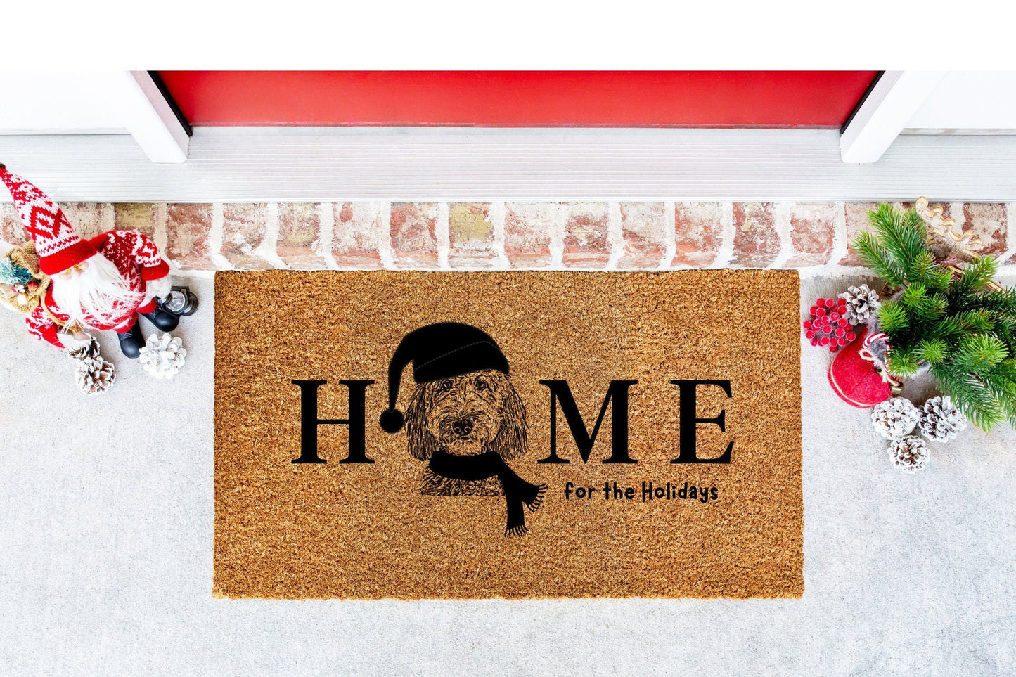 Doodle Dog Christmas Doormat Rug - Doodle Mom or Dad Holiday Gift, Goldendoodle, Bernedoodle, Labradoodle and More