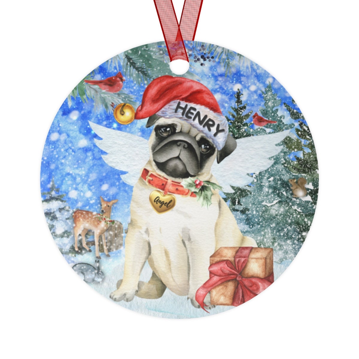 Personalized Pug Pet  Memorial Ornament - Pug  Mom or Dad Sympathy Gift, Christmas Pet Memorial Ornament, Dog Loss Gift