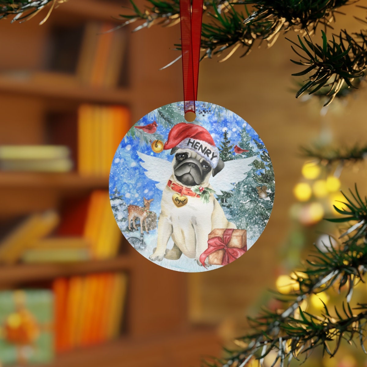 Personalized Pug Pet  Memorial Ornament - Pug  Mom or Dad Sympathy Gift, Christmas Pet Memorial Ornament, Dog Loss Gift