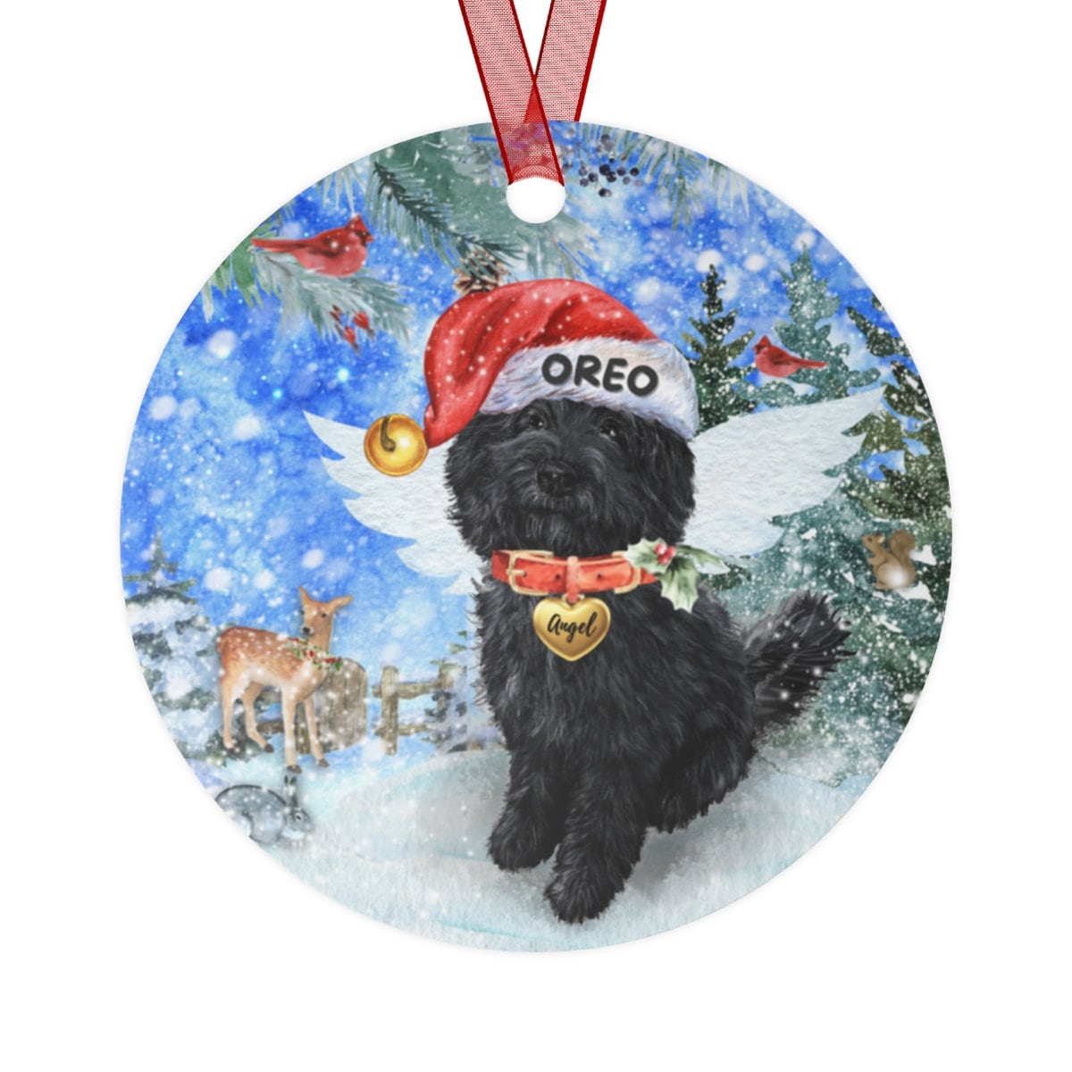 Personalized Doodle Dog Memorial Ornament - Black Doodle Dog Mom Dad Sympathy Gift, Christmas Dog Memorial Ornament, Pet Loss Gift