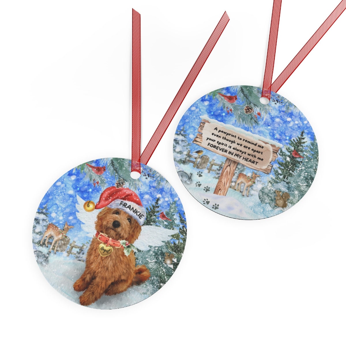 Personalized Doodle Dog Memorial Ornament - Doodle Dog Mom Dad Sympathy Gift, Christmas Dog Memorial Ornament, Apricot Doodle