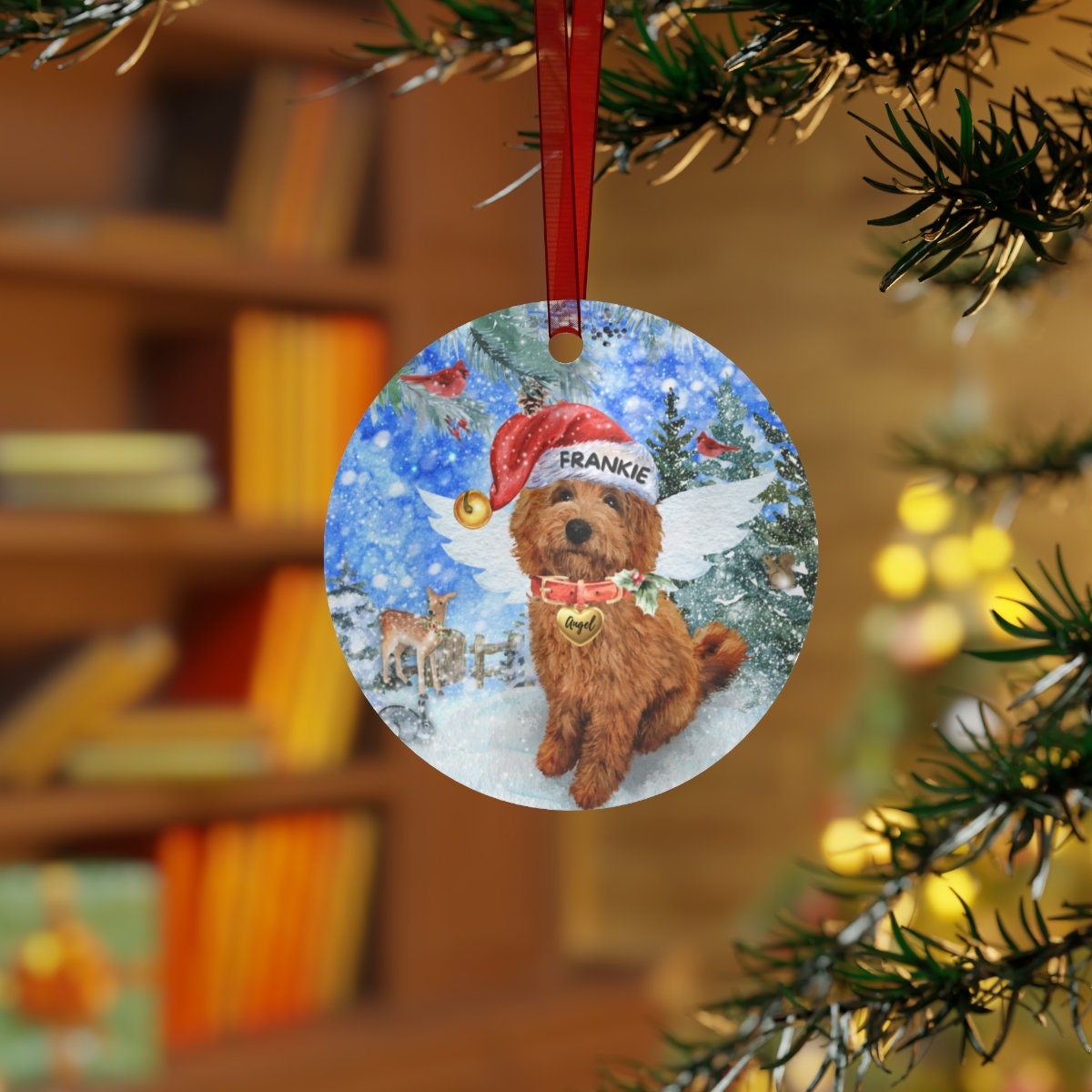 Personalized Doodle Dog Memorial Ornament - Doodle Dog Mom Dad Sympathy Gift, Christmas Dog Memorial Ornament, Apricot Doodle