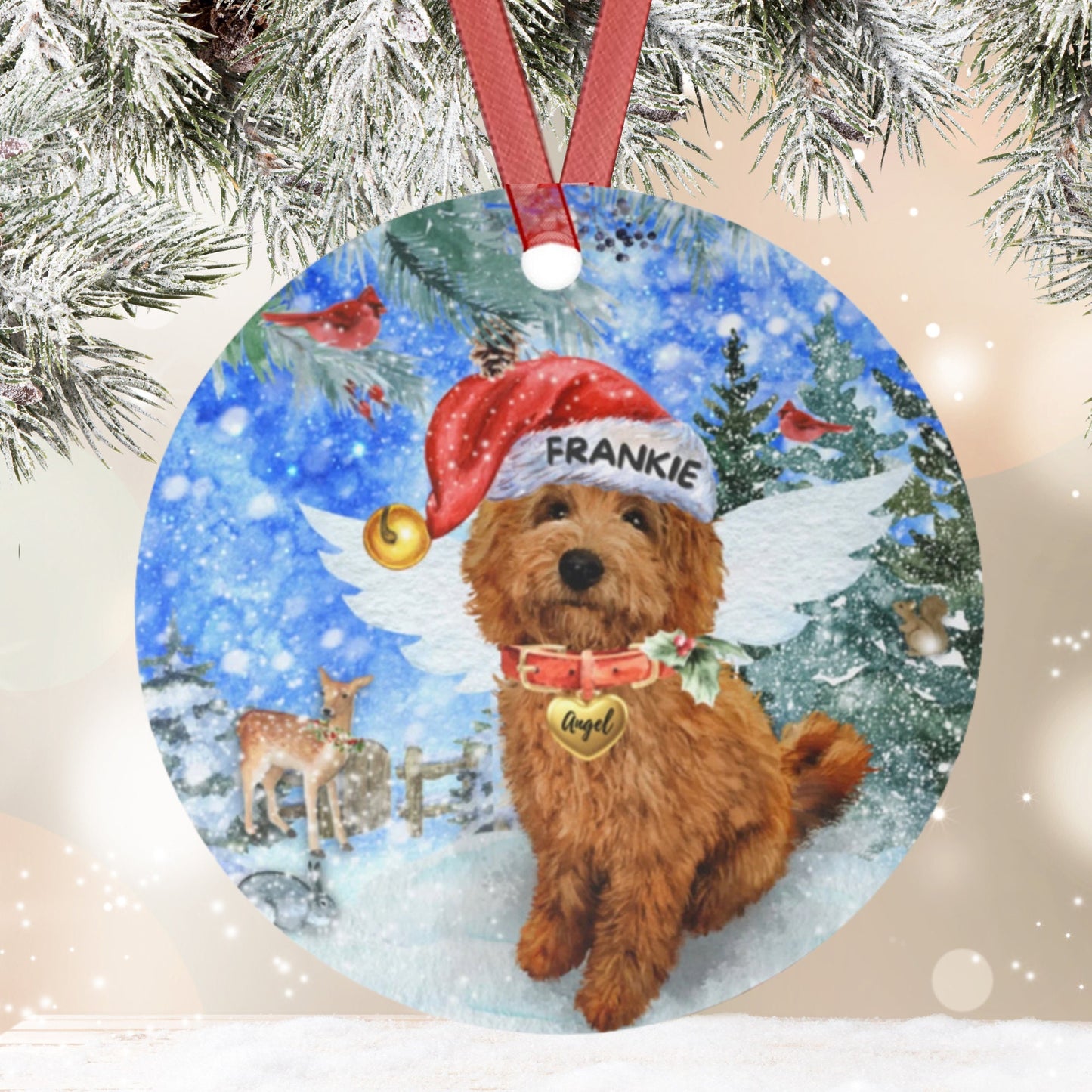 Personalized Doodle Dog Memorial Ornament - Doodle Dog Mom Dad Sympathy Gift, Christmas Dog Memorial Ornament, Apricot Doodle