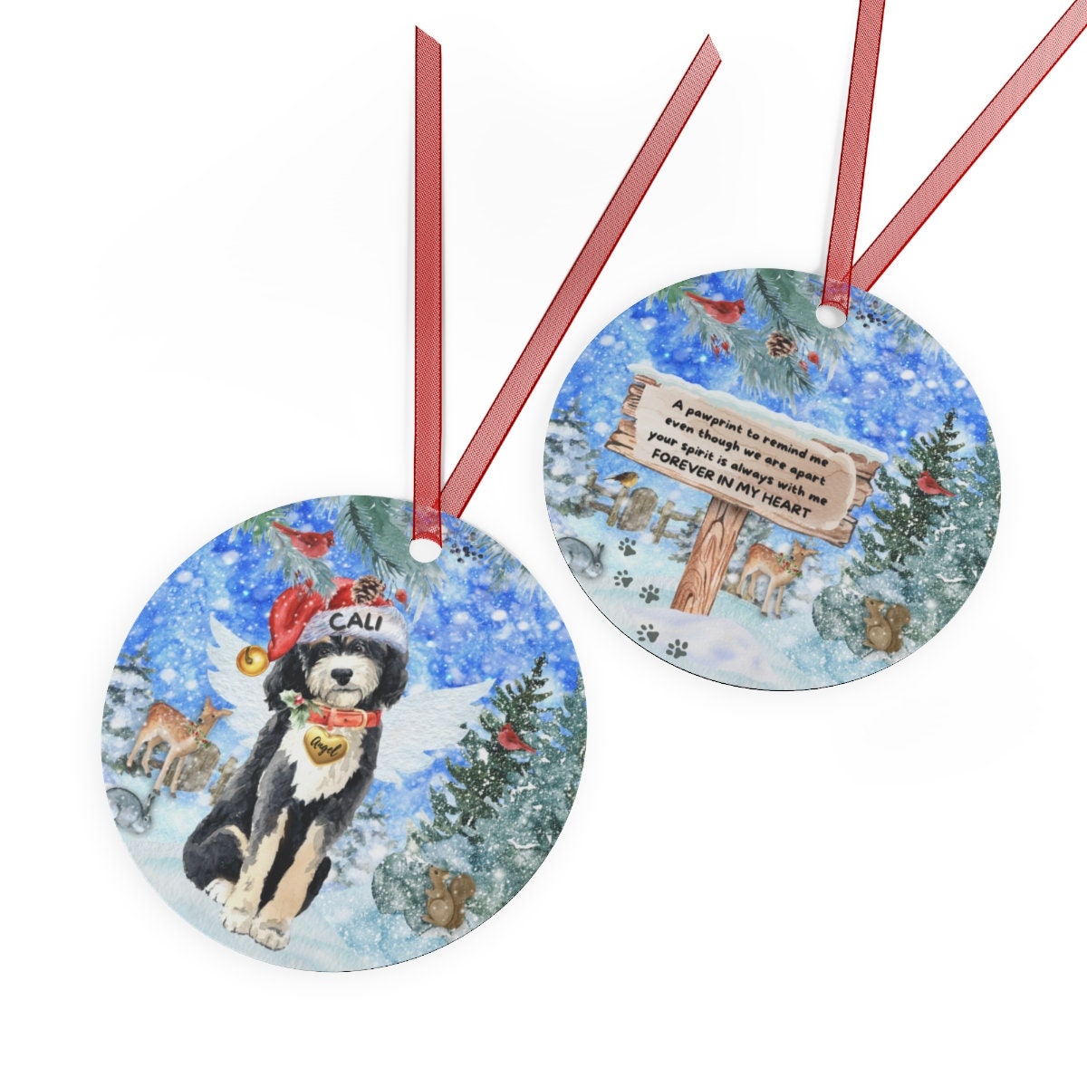 Personalized Bernedoodle Dog Memorial Ornament - Doodle Dog Mom Dad Sympathy Gift, Christmas Dog Memorial Ornament