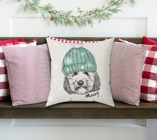 Personalized Holiday Doodle Dog Gift - Winter Hat Dood Is a Great Gift Idea for Any Doodle Mom or Dad, 16'x16"