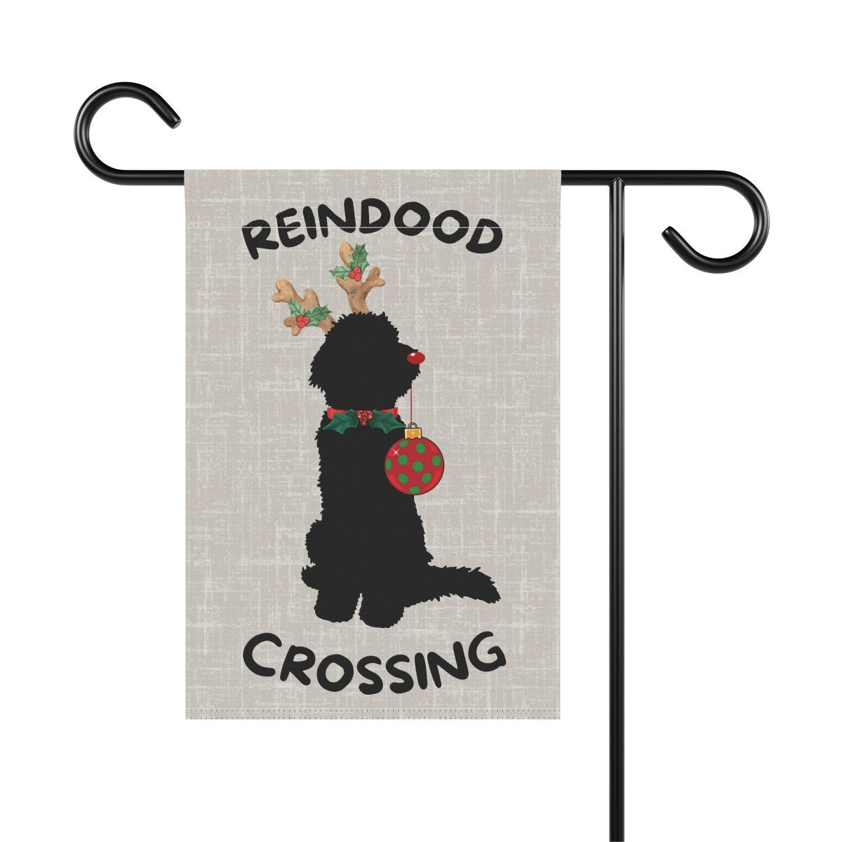 Doodle Dog Christmas Flag - Reindood Crossing, Perfect Doodle Mom or Dad Gift, Holiday Doodle Lawn Sign/flag, Stand Not Included