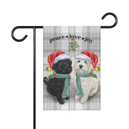 Doodle Dog Christmas Flag - Holiday Gift Idea for Bernedoodle Mom or Dad Owner, Doodle Dog Double-sided Flag, Stand Not Included