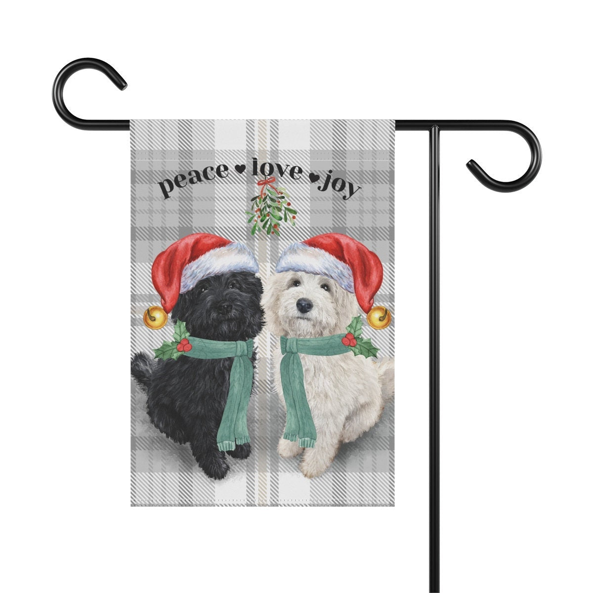 Doodle Dog Christmas Flag - Holiday Gift Idea for Bernedoodle Mom or Dad Owner, Doodle Dog Double-sided Flag, Stand Not Included