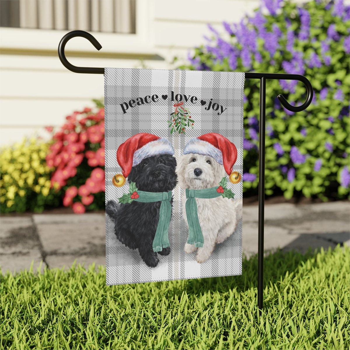 Doodle Dog Christmas Flag - Holiday Gift Idea for Bernedoodle Mom or Dad Owner, Doodle Dog Double-sided Flag, Stand Not Included