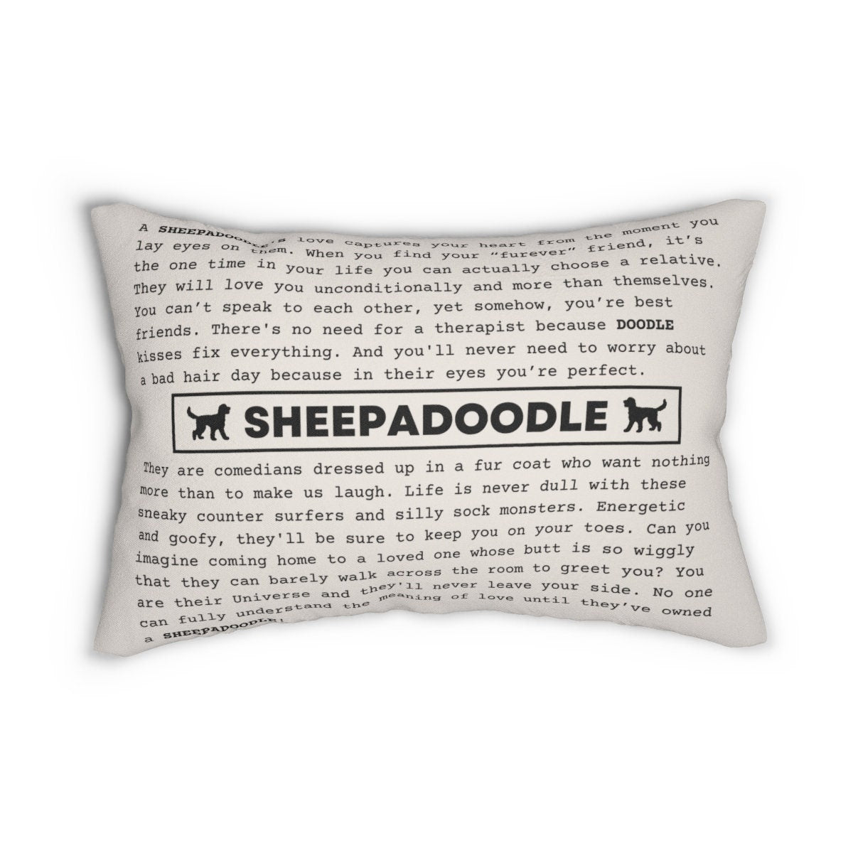 Sheepadoodle Dog Pillow - Perfect Gift for Doodle Dog Lover, Sheepadoodle Mom, Doodle Dad, Birthday, Mother/Father's Day and Holid