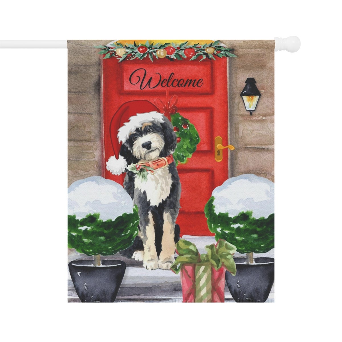 Bernedoodle Gift Flag - Doodle Dog Christmas Home & Garden Flag Banner, Doodle Mom/Dad Gift, Pole Not Included