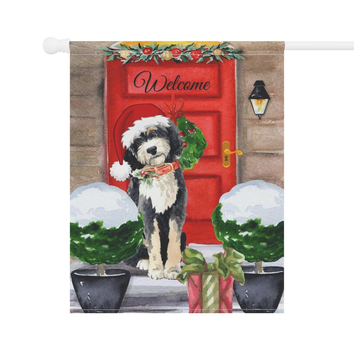 Bernedoodle Gift Flag - Doodle Dog Christmas Home & Garden Flag Banner, Doodle Mom/Dad Gift, Pole Not Included