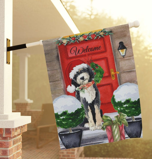 Bernedoodle Gift Flag - Doodle Dog Christmas Home & Garden Flag Banner, Doodle Mom/Dad Gift, Pole Not Included