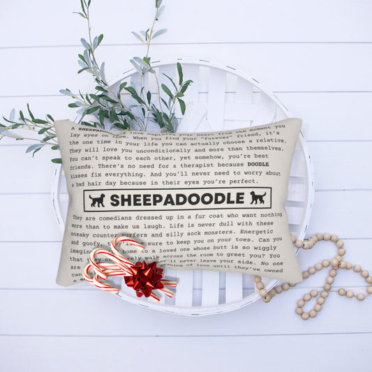 Sheepadoodle Dog Pillow - Perfect Gift for Doodle Dog Lover, Sheepadoodle Mom, Doodle Dad, Birthday, Mother/Father's Day and Holid