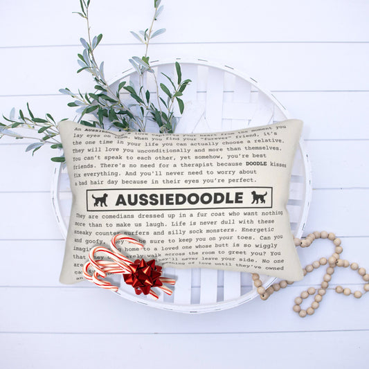 Aussiedoodle Gift Pillow - Aussiedoodle Mom and Dad Gift, Aussiedoodle One-of-a Kind Poem Pillow