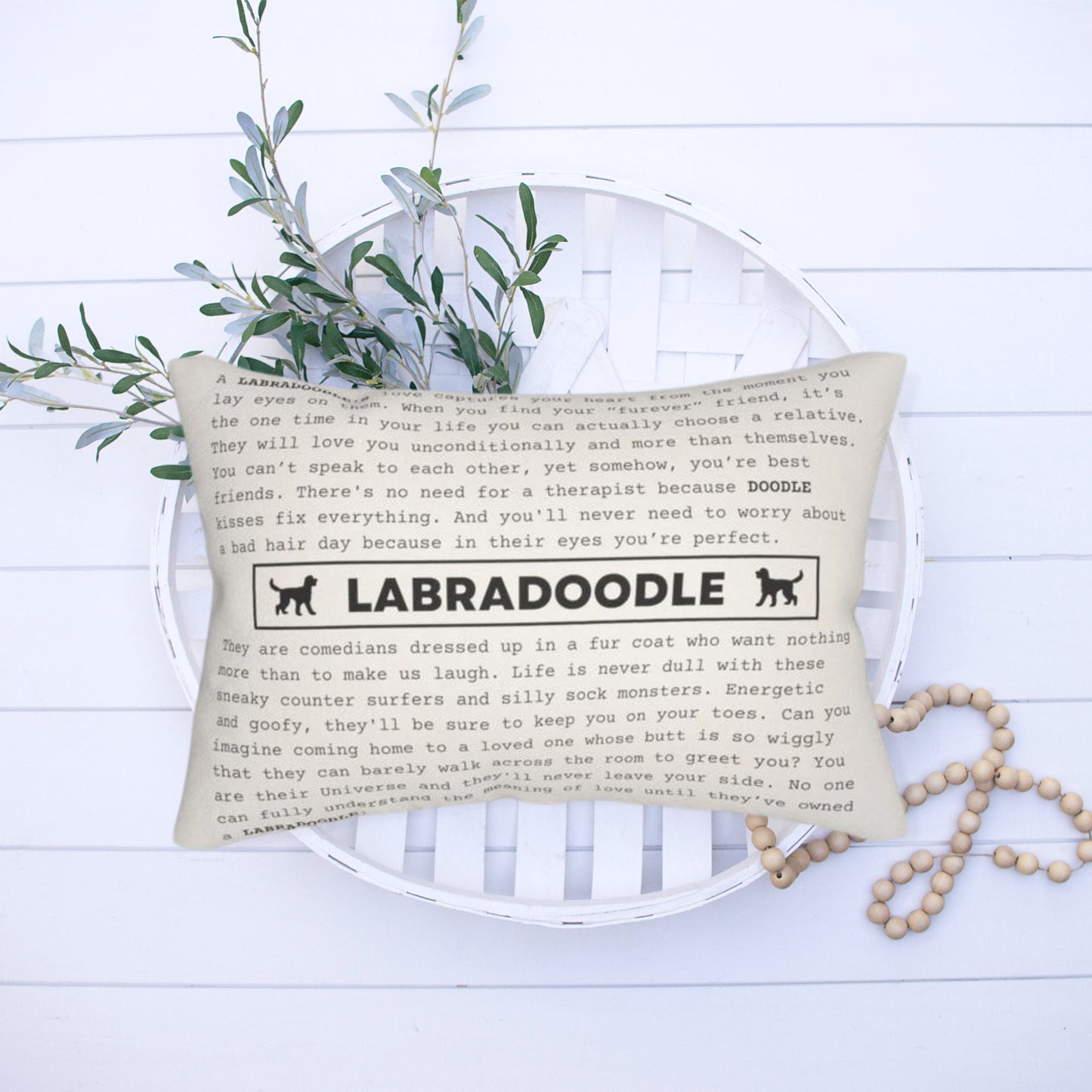 Labradoodle Pillow - Labradoodle Mom or Dad Gift, Unique Typewriter Poem for Laradoodle Lover