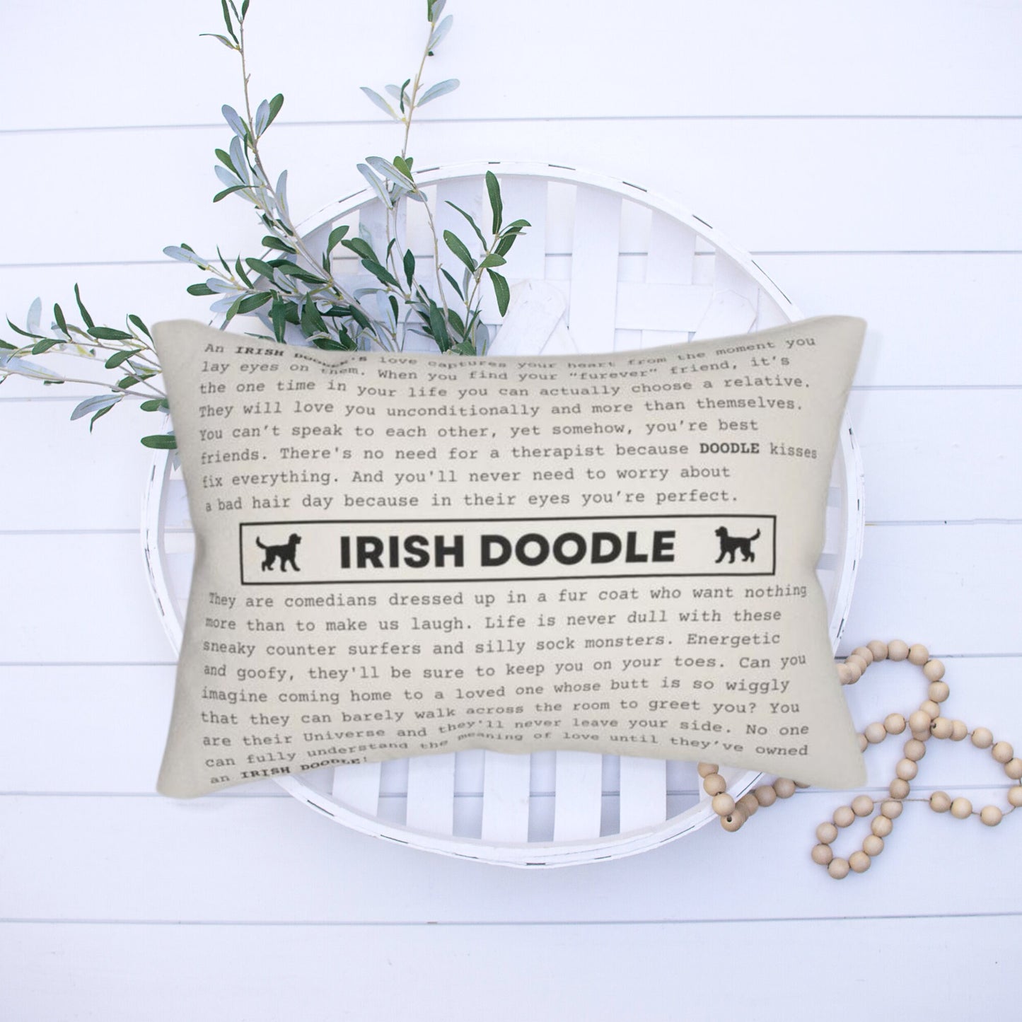 Irish Doodle Gift Pillow - Irish Doodle Dog Lover, Mom and Dad, Perfect Birthday, Mother's Day, Father's Day, Holiday Gift