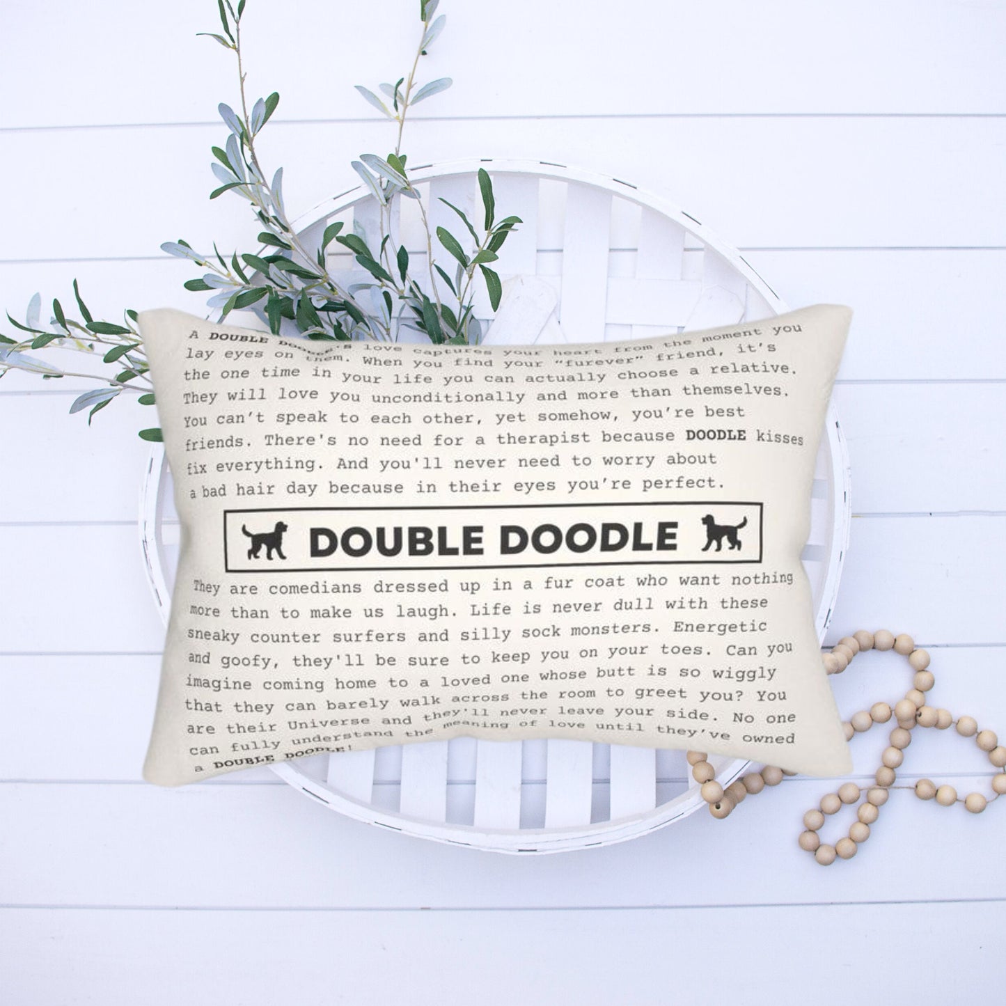 Double Doodle  Gift Pillow - Double Doodle Dog Lover, Mom and Dad Gift- Treasured Double Doodle Poem on Pillow Is a Wonderful Holi