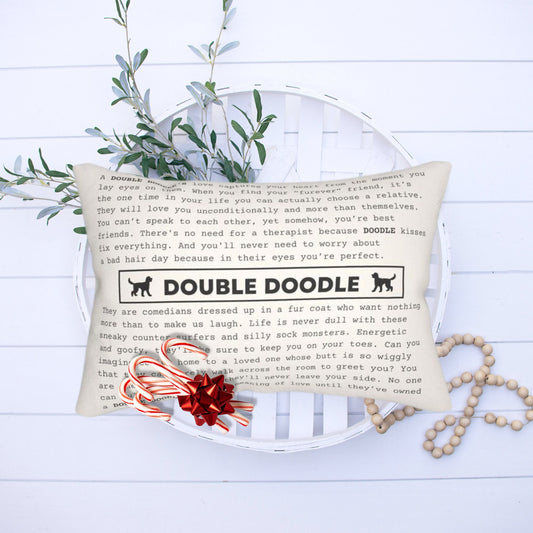 Double Doodle  Gift Pillow - Double Doodle Dog Lover, Mom and Dad Gift- Treasured Double Doodle Poem on Pillow Is a Wonderful Holi