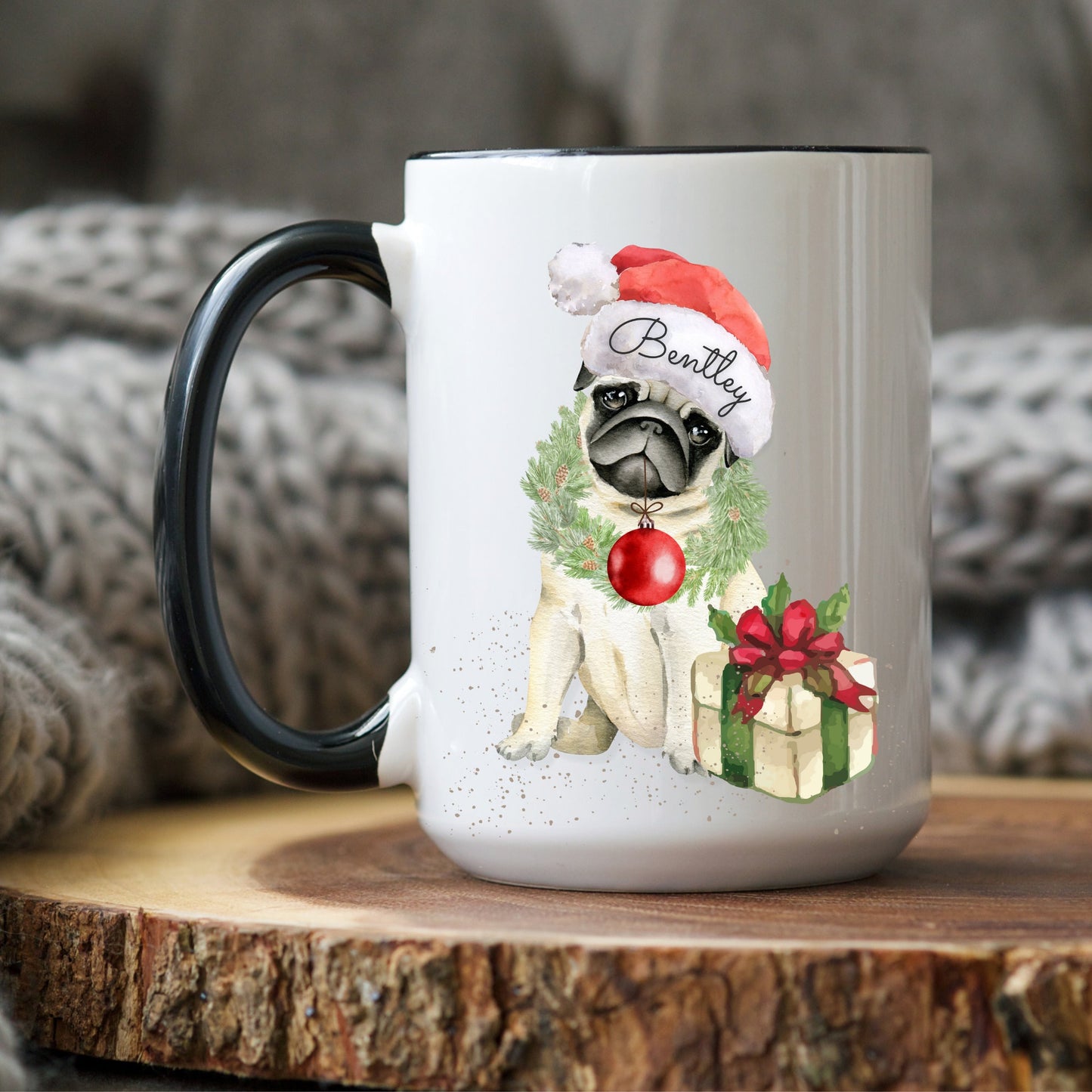 Personalized Pug Coffee Mug - Perfect Gift for Pug Mom or Dad, Black/white Two-Tone Coffee Mug, 15oz, Custom Pug Gift, Pug Mug