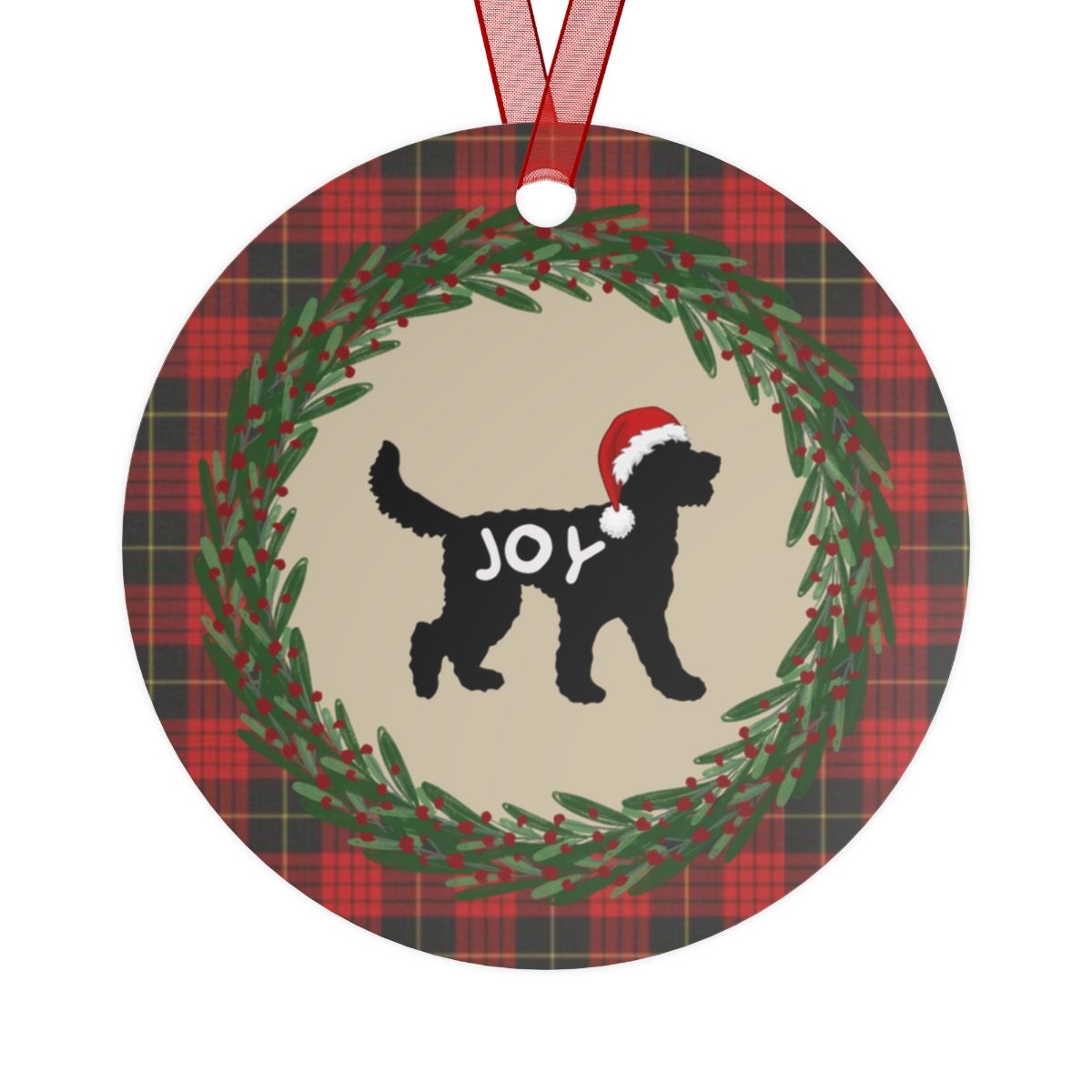 Doodle Dog Metal Joy Ornament - Doodle Mom or Dad Christmas Gift, Represents Many Doodle Breeds, Goldendoodle, Labradoodle, Berned