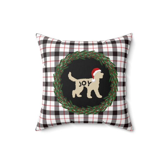 Doodle Dog Christmas Joy Pillow - Doodle Silhouette Represents Most Light Colored Doodle Breeds, Perfect Holiday Gift for Doodle M