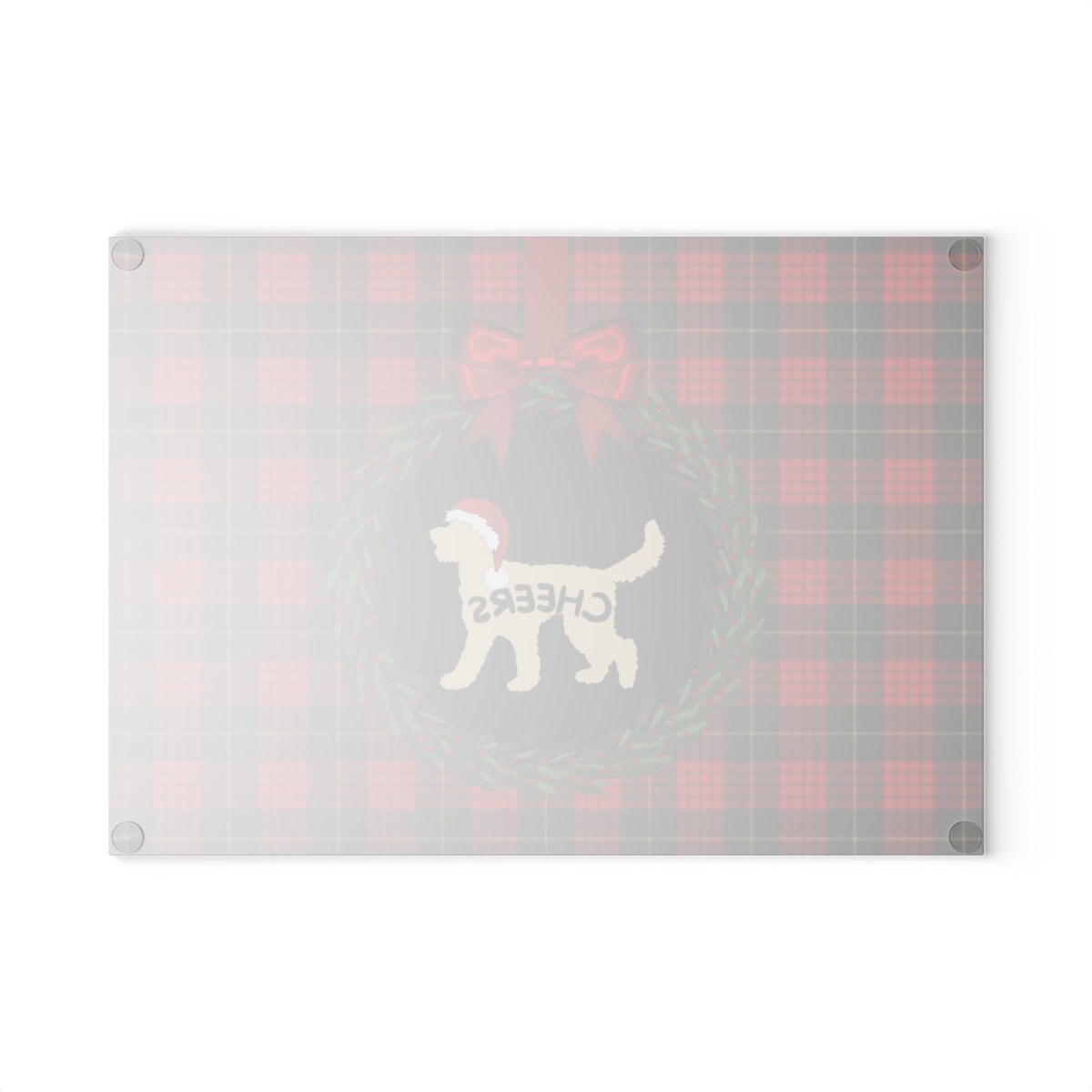 Doodle Dog Silhouette Christmas Glass Cutting Board - Perfect Doodle Mom or Dad Holiday Entertaining Gift, Available in 2 Sizes