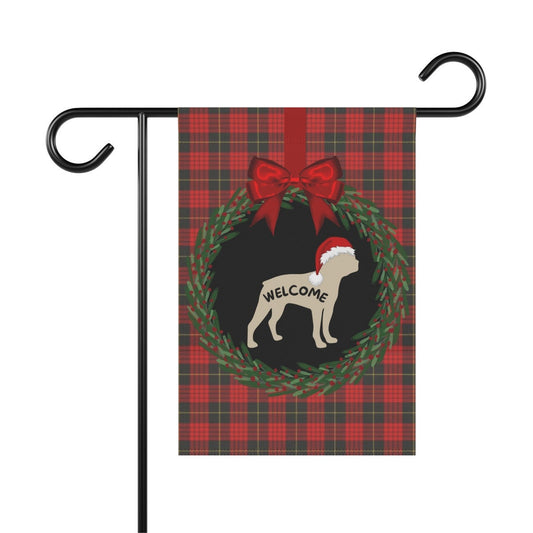 Boston Terrier Christmas Yard Flag - Holiday Gift Idea for Boston Terrier Mom or Dad, 12" X 18"  Welcome Sign, *Flag Stand Not Inc