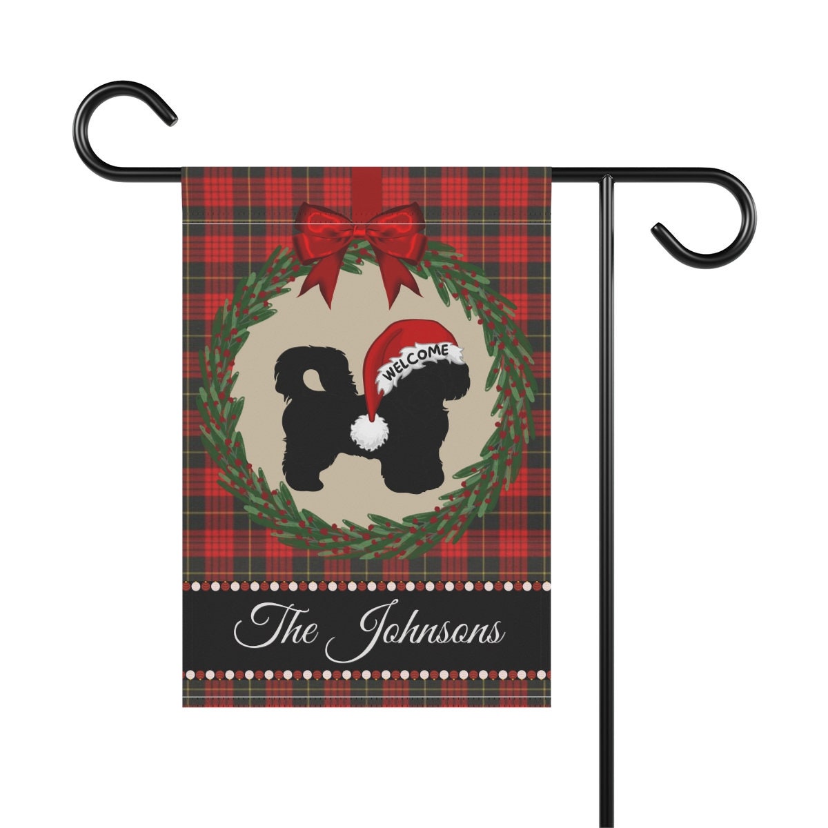 Personalized Shih Tzu - Shih Poo Christmas Yard Flag, Holiday Gift Idea forShih Tzu, Shih Poo Lover, Garden 12.5"x18" Stand Not In