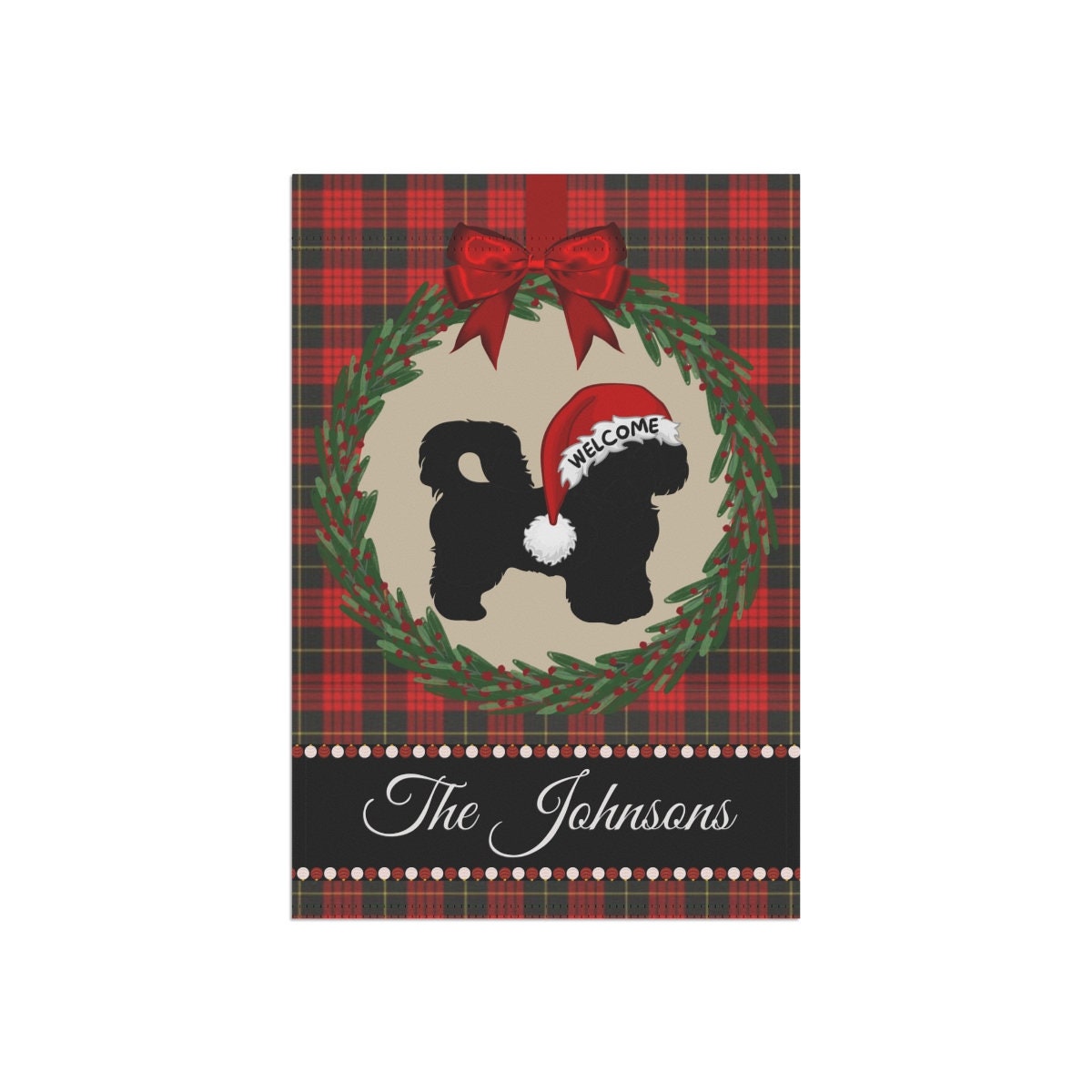 Personalized Shih Tzu - Shih Poo Christmas Yard Flag, Holiday Gift Idea forShih Tzu, Shih Poo Lover, Garden 12.5"x18" Stand Not In