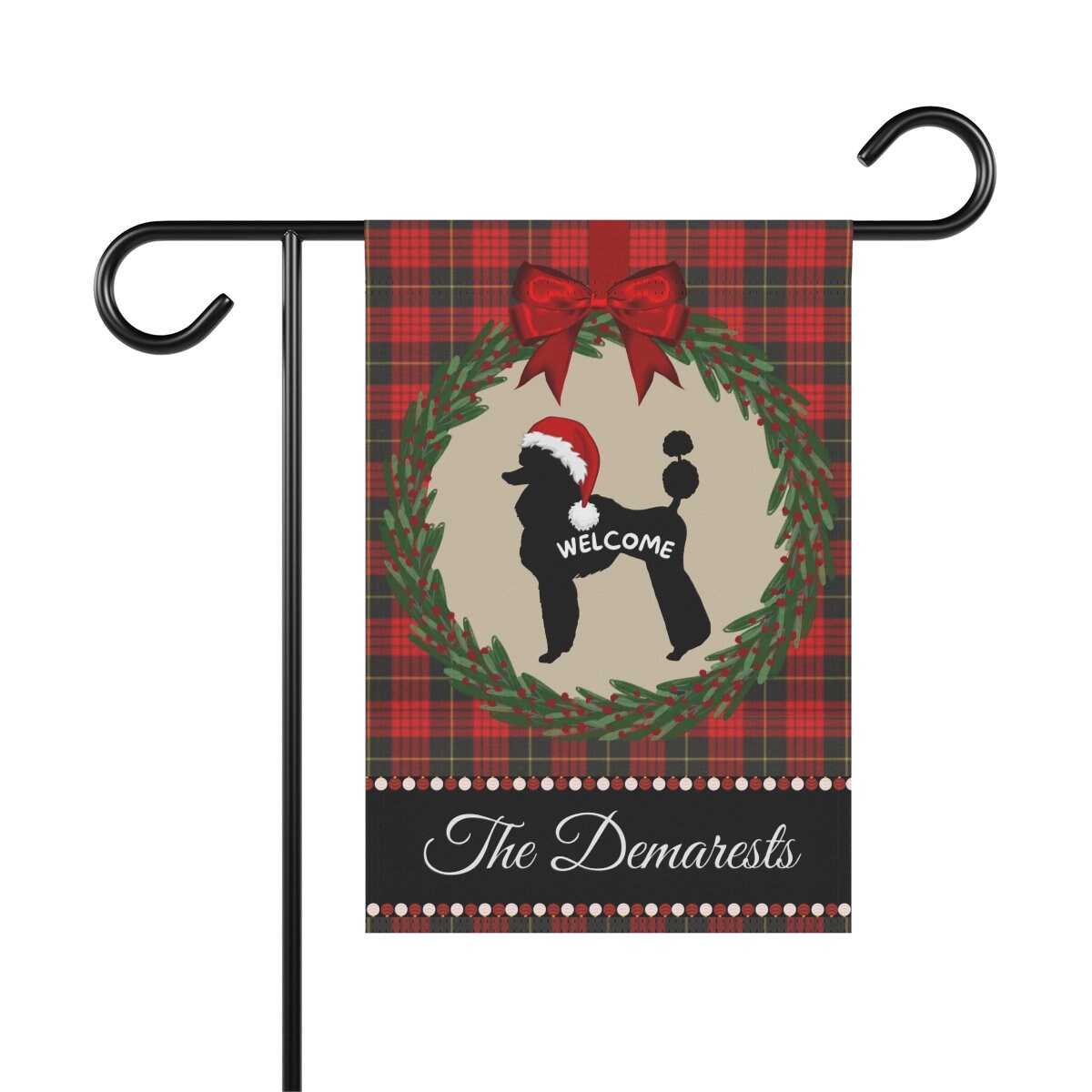 Poodle Christmas Yard Flag - Holiday Gift Idea Fo Poodle Lover Mom or Dad, Garden 12.5"x18"  Welcome Dog -flag Stand Not Included