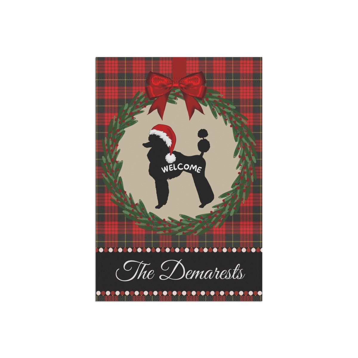 Poodle Christmas Yard Flag - Holiday Gift Idea Fo Poodle Lover Mom or Dad, Garden 12.5"x18"  Welcome Dog -flag Stand Not Included