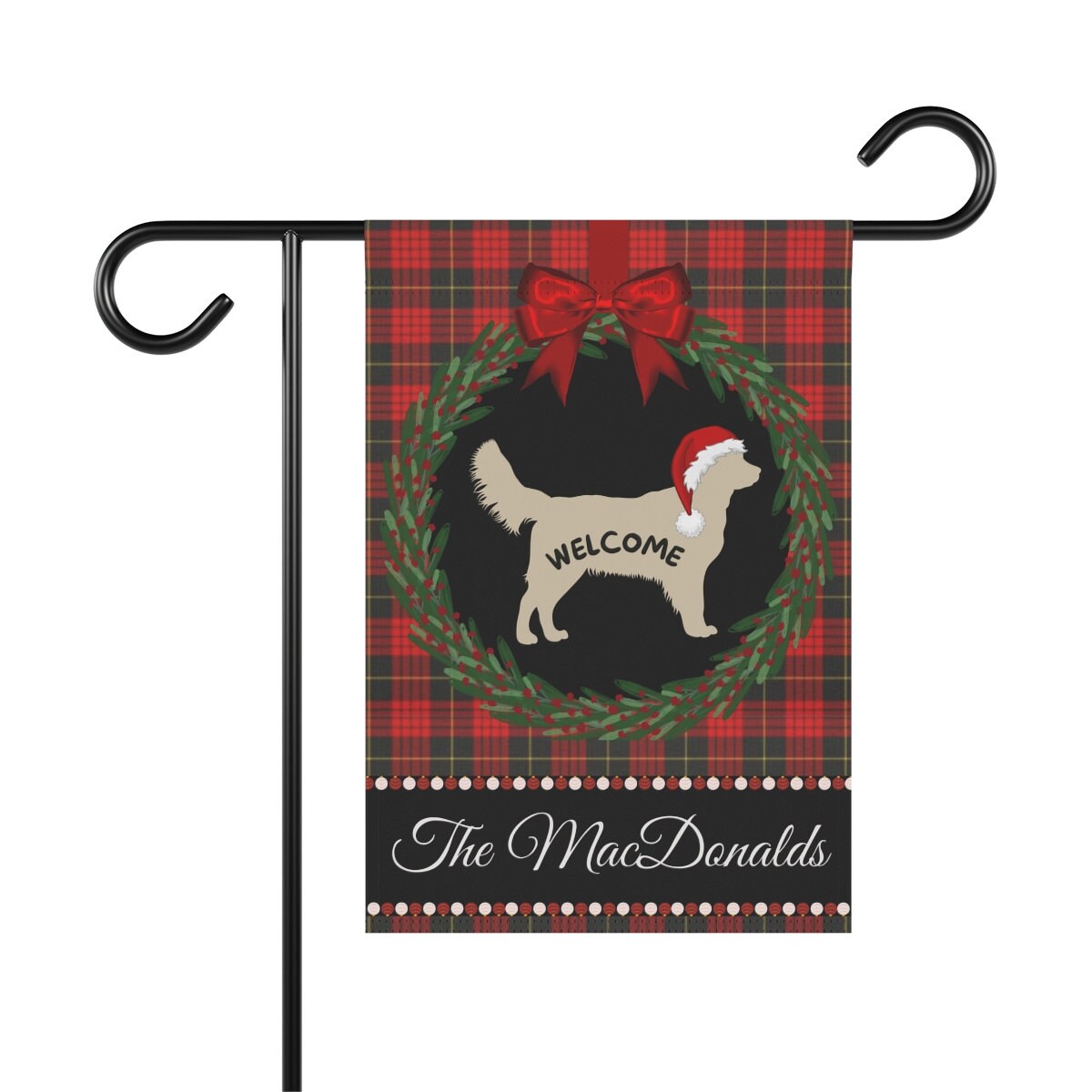 Golden Retriever Christmas Yard Flag - Perfect Golden Retriever Mom or Dad Gift Idea, Welcome Flag 12"x18", Stand Not Included