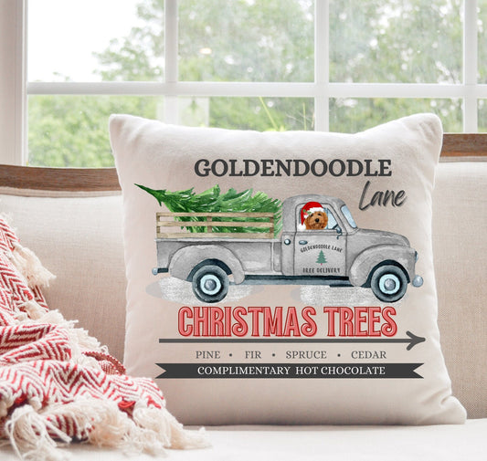 Red Goldendoodle Christmas Gift Pillow - Apricot, Red Goldendoodle Mom and Dad Gift, 16" X 16" Both Cover and Stuffing Included