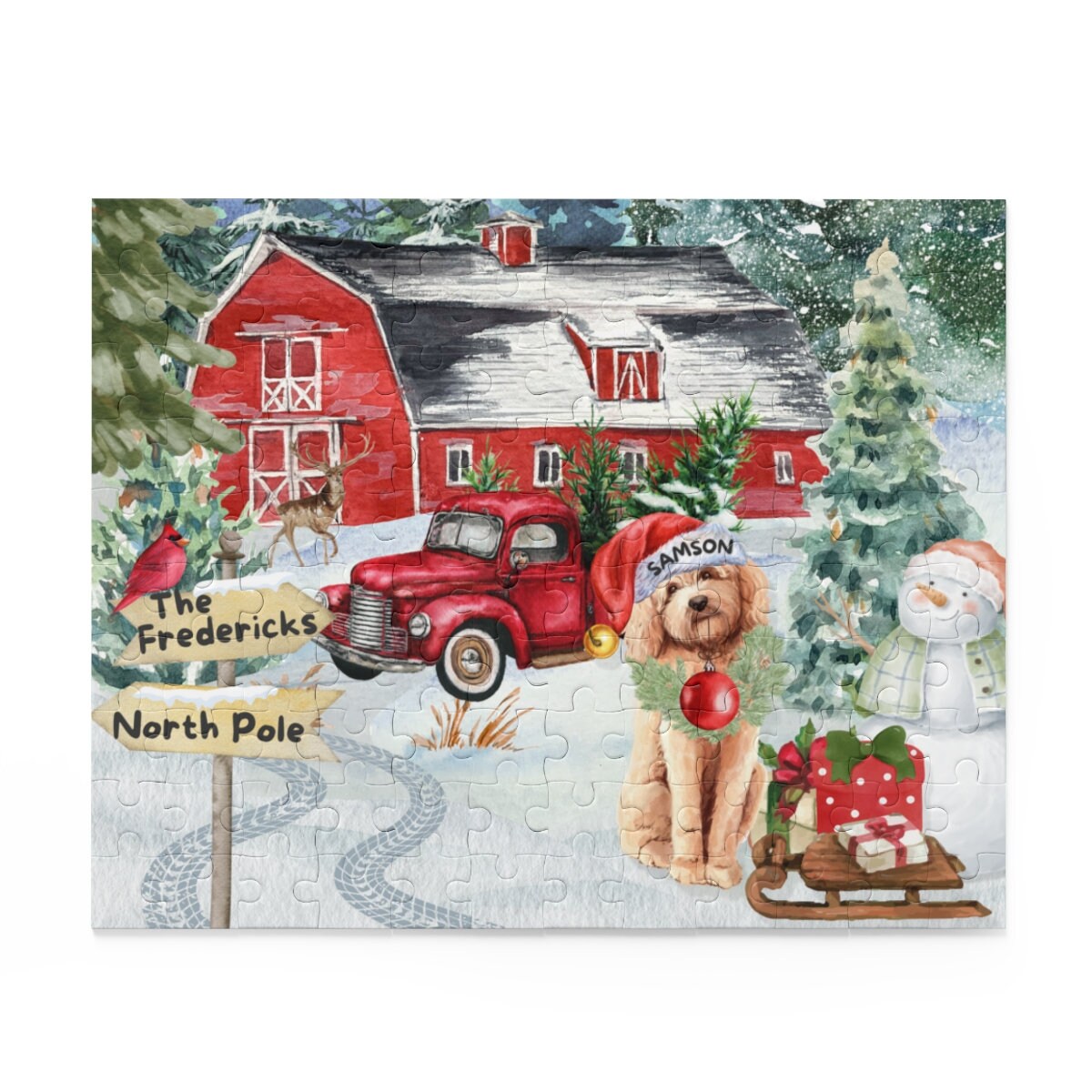 Personalized Goldendoodle - Labradoodle, Doodle Dog Christmas Puzzle, Doodle Mom or Dad Gift, (120, 252, 500-Piece) Gift Box Inclu