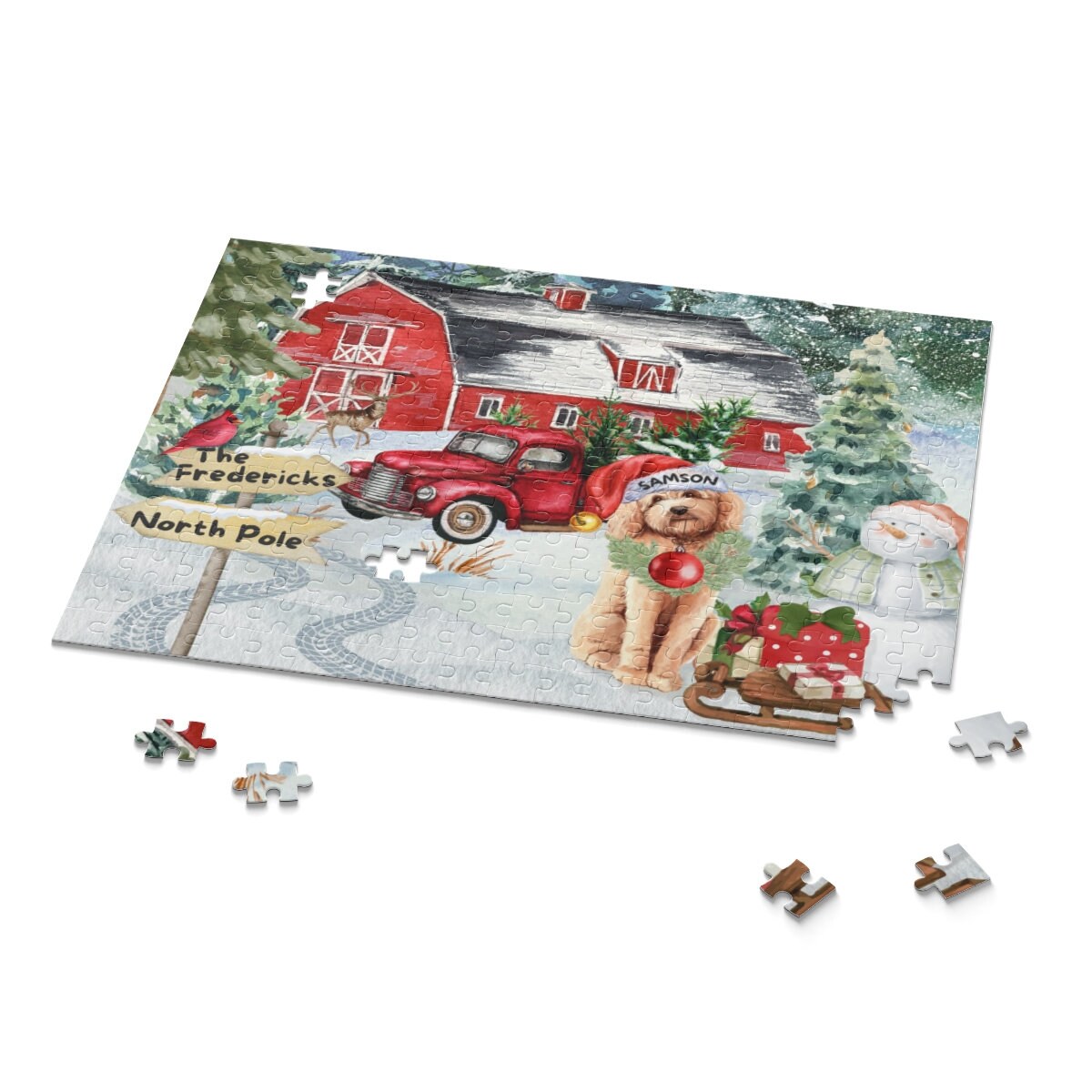 Personalized Goldendoodle - Labradoodle, Doodle Dog Christmas Puzzle, Doodle Mom or Dad Gift, (120, 252, 500-Piece) Gift Box Inclu