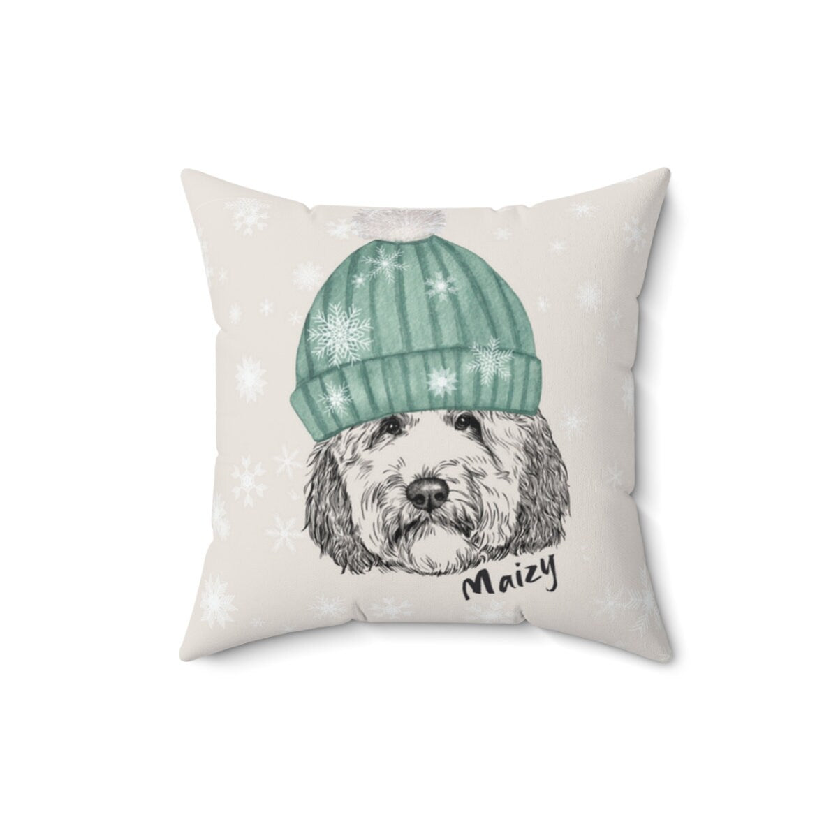 Personalized Holiday Doodle Dog Gift - Winter Hat Dood Is a Great Gift Idea for Any Doodle Mom or Dad, 16'x16"