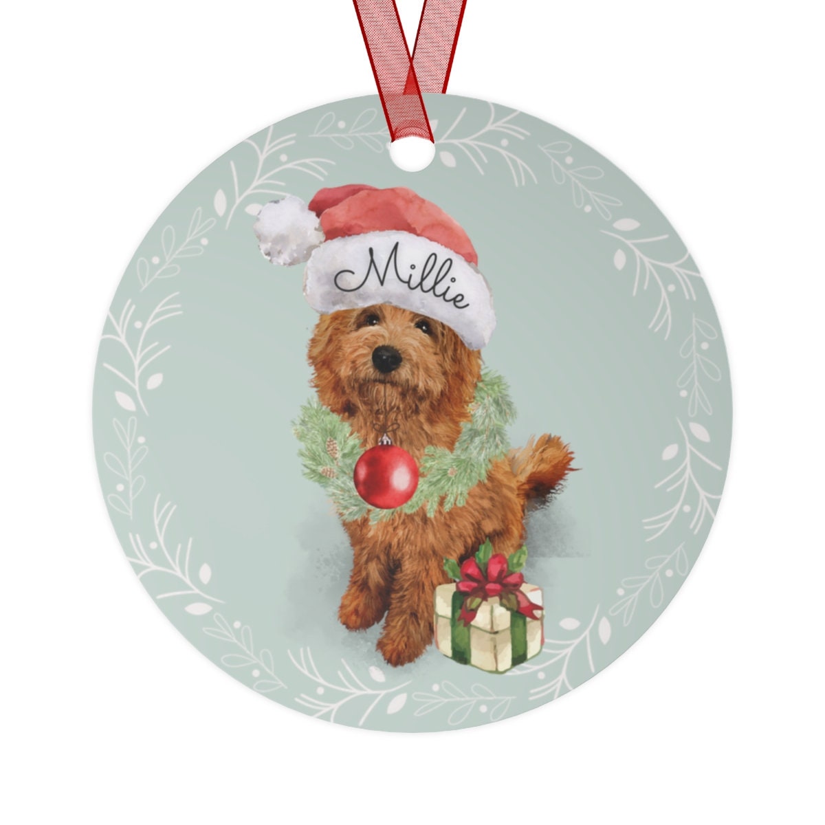 Red / Apricot Goldendoodle Christmas Ornament - Perfect Doodle Mom & Dad Gift, Durable Lightweight Metal, Treasured Keepsake of Yo