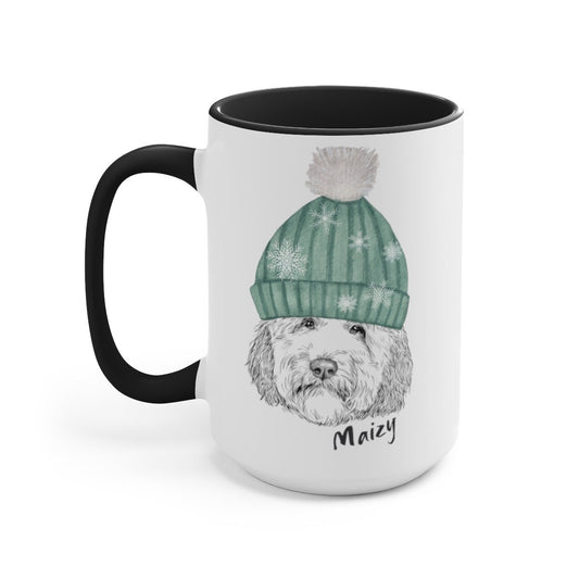 Doodle Dog Winter Gift Mug - Perfect DoodleMom or Dad Gift Idea, Two-Tone Coffee Mug, 15oz