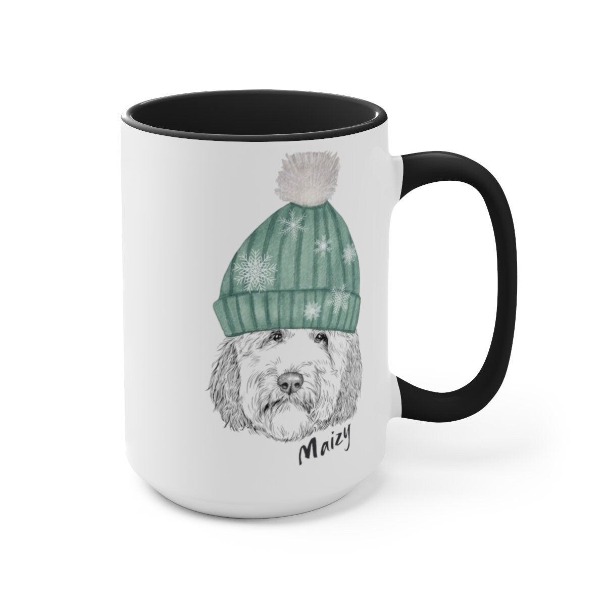 Doodle Dog Winter Gift Mug - Perfect DoodleMom or Dad Gift Idea, Two-Tone Coffee Mug, 15oz