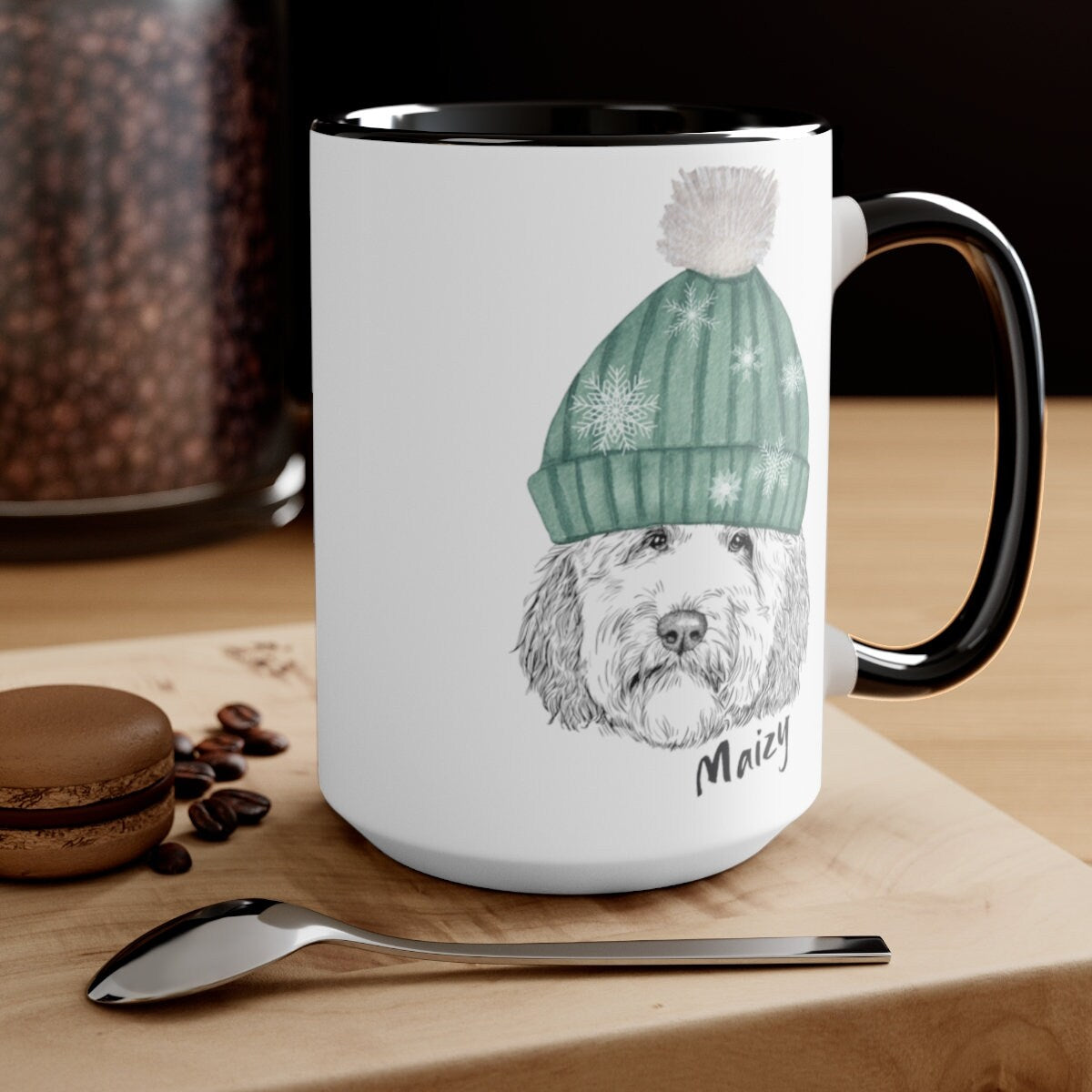 Doodle Dog Winter Gift Mug - Perfect DoodleMom or Dad Gift Idea, Two-Tone Coffee Mug, 15oz