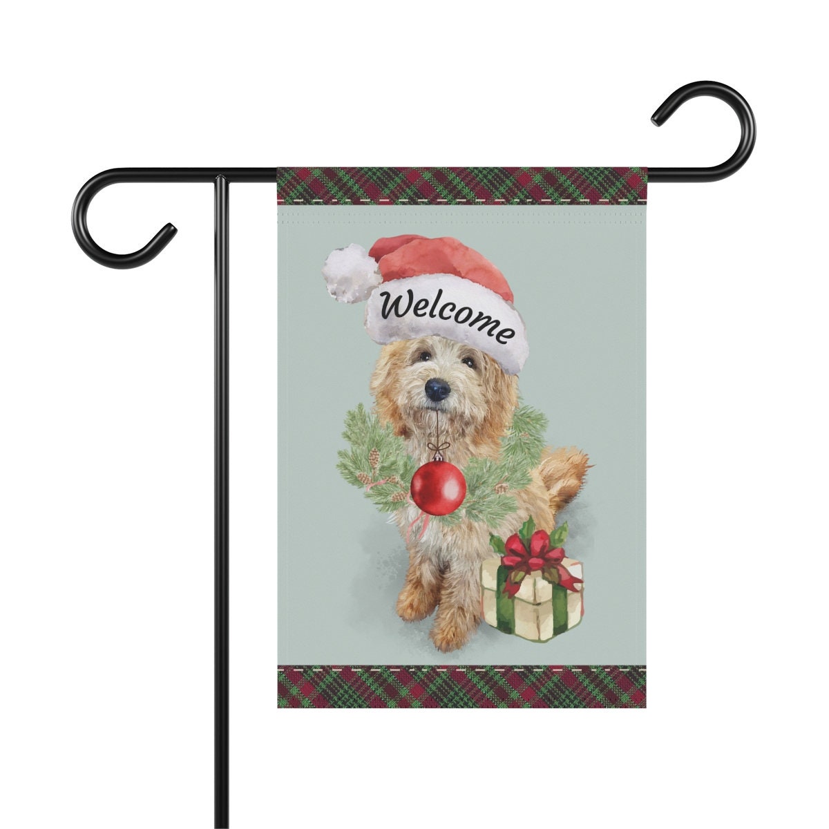 Doodle Dog Christmas Flag - Garden Flag Gift Idea for Labradoodle, Goldendoodle, Doodle Mom & Dad, Double-sided Flag, Stand Not In